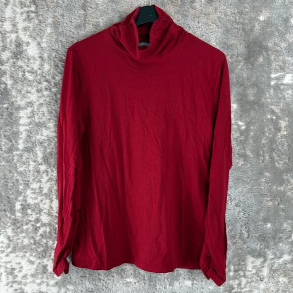 Habitat Clothes To Live In Size L Pima Cotton Turtleneck Top Red Long Sleeve - Picture 1 of 10